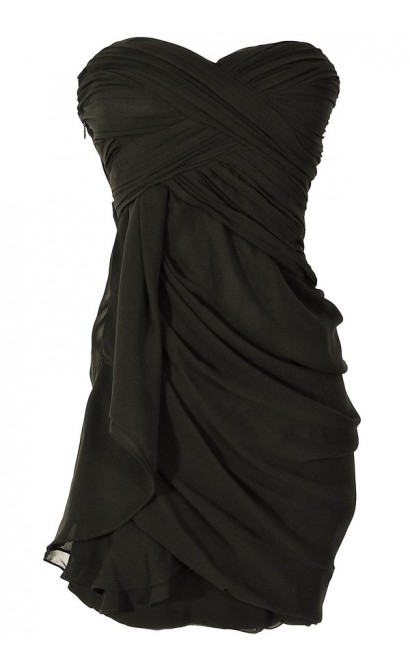 Dreaming of You Chiffon Drape Party Dress in Black